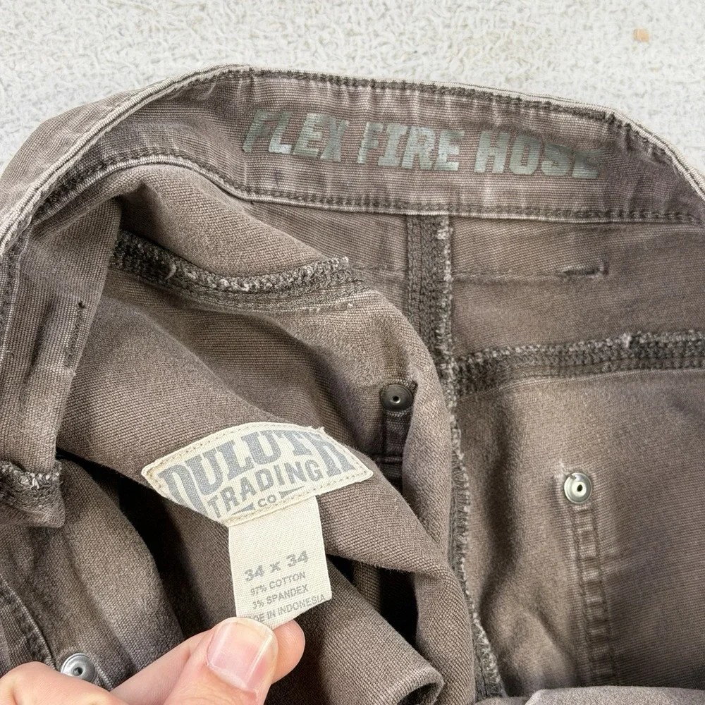 Duluth Trading Co Pants Mens 34x34 (Fit 32x32) Brown Flex Fire Hose Stretch Work